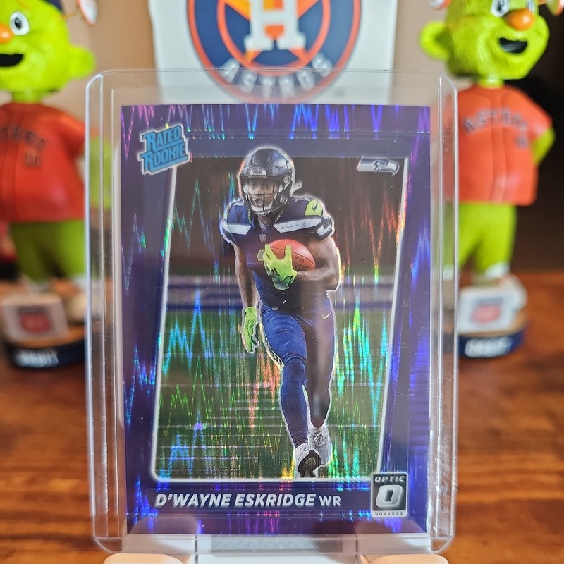2021 NFL OPTIC DWAYNE ESKRIDGE PURPLE SHOCK PRIZM  RATED ROOKIE SEATTLE SEAHAWKS