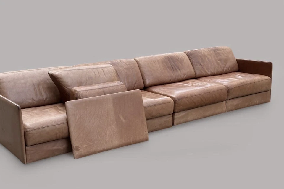 Vintage De Sede DS 76 Büffel leder Sofa Couch Schweiz 1970 Schlafsofa Design - Bild 4 von 4