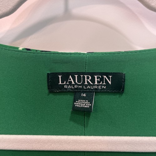Lauren Ralph Lauren Women's Size 14 Faux Wrap Dress Green Floral Long Sleeve - Picture 4 of 11