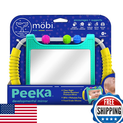 Mobi Peeka Activity Toy - Tummy Time Baby Mirror, Food Grade Silicone Montessori