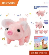 Interactive Plush Walking Pig Toy for Toddlers Pink 8'' Battery Operated