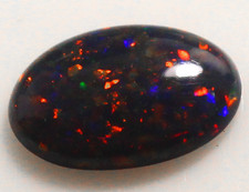 Natural Certified Australian Black Fire Opal 8x12 MM Oval Stunning Gemstone