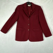 Vtg L.L. Bean Wool Burgundy Red Blazer Made in The USA Women’s Size 10 