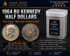 1964 Kennedy Half Dollars Roll BU $10 Face 20 Coins 90% Silver w/ Tube