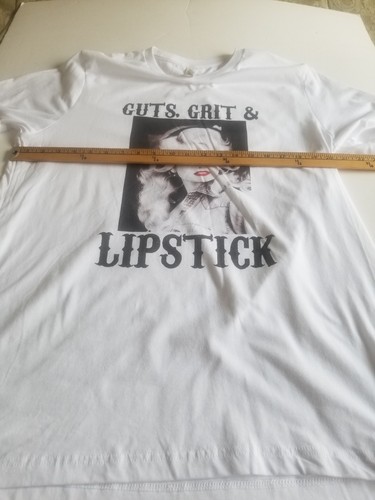 Dolly Parton Guts Grit rouge à lèvres chemise blanc t-shirt musique country XL - Photo 6/8