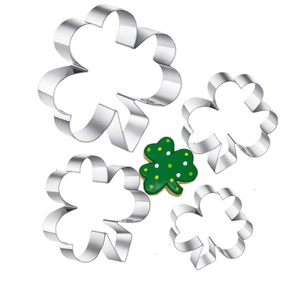 4-Piece Clover Cookie Cutter Set, 4'', 3.2'', 1.85'', 1.3'' St. Patrick's Day ..