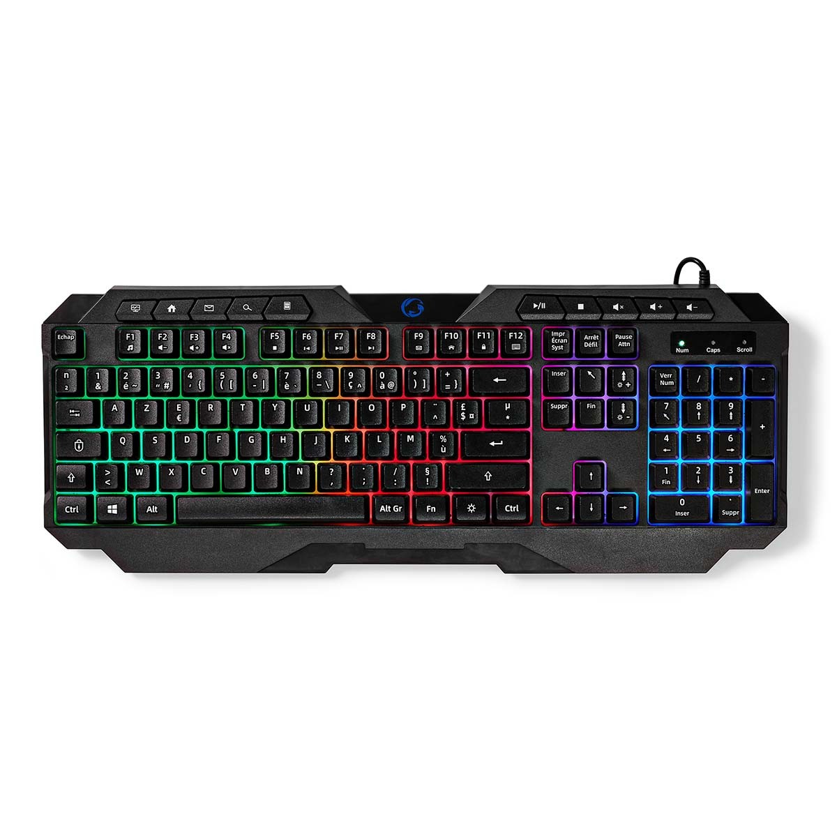 Clavier gamer Nedis disposition filaire France AZERTY lumineux LED