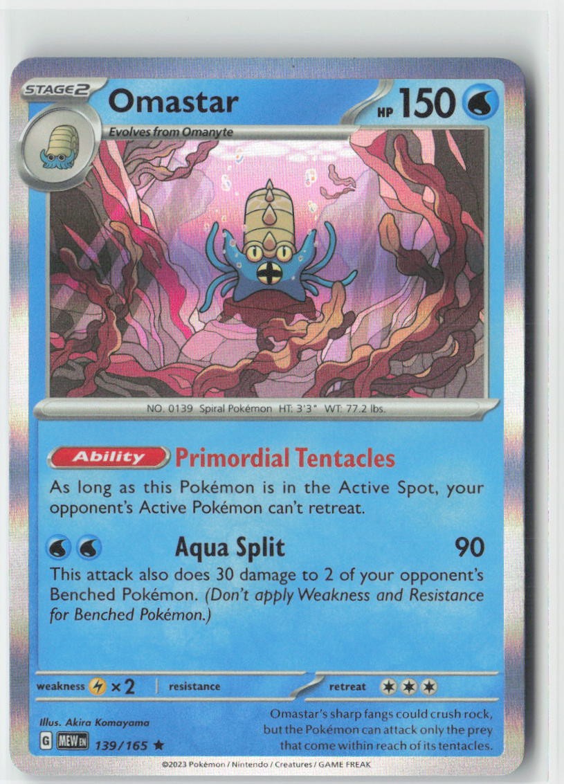 Omastar 139/165 Rare 151 Pokemon Holo Near Mint
