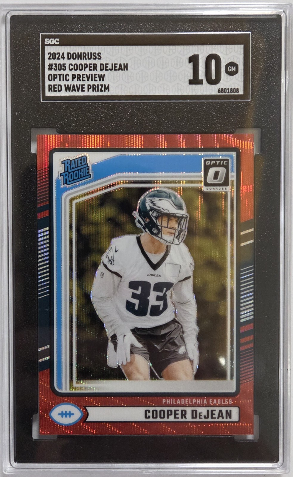 2024 Panini Donruss - Rated Rookie Cooper DeJean Optic Preview Red Wave SGC 10
