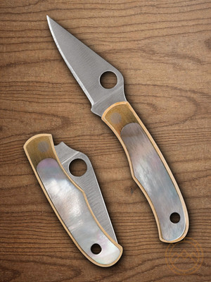 Spyderco Bug Folding Knife 1.25'' 12C27 Sandvik Steel Blade Nickel/Abalone Handle