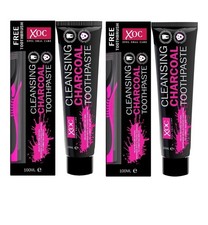2 x 100ml XOC Cleansing Charcoal Toothpaste Fluoride Whitening - Free Toothbrush 44.95 per litre