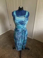 1990s Carole Little Dress Sz Small Blue Dress with Plastic/Shell Beaded Details