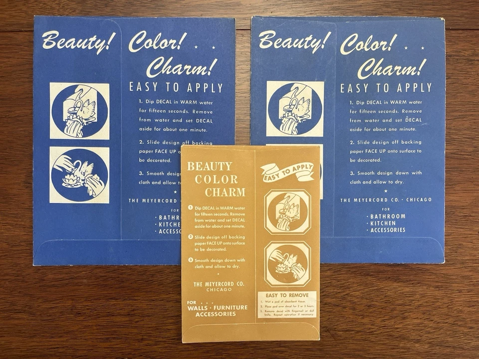 Juego de 3 hojas vintage con temática de calcomanías de jardín cocina y flores Meyercord Foto 2 de 4