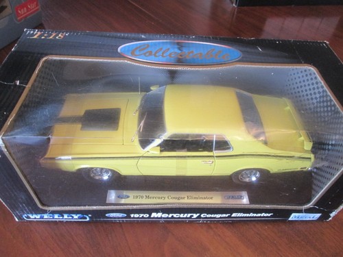 Welly 1970 Mercury Cougar Eliminator Yellow 1/18 Scale Diecast Vintage Car NOS - Picture 6 of 7