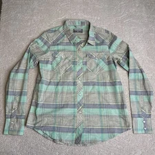 Men’s Simms Fishing Small Long Sleeve Plaid Pearl Snap Shirt