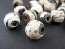 Antique Black & White Venetian Scratch Trade Beads Single Bead 11mm Ethiopia