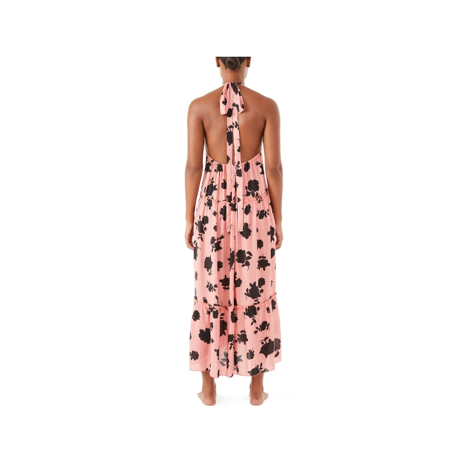 Abito copricostume Kate Spade stampa floreale collo alto rosa conchiglia taglia M nuovo con etichette