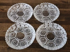 Vintage Italian Pressed Glass Sawtooth Ashtrays cut crystal Starburst Set Of 4