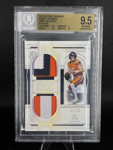 Bo Nix #14 2025 Panini National Treasures Sunday card