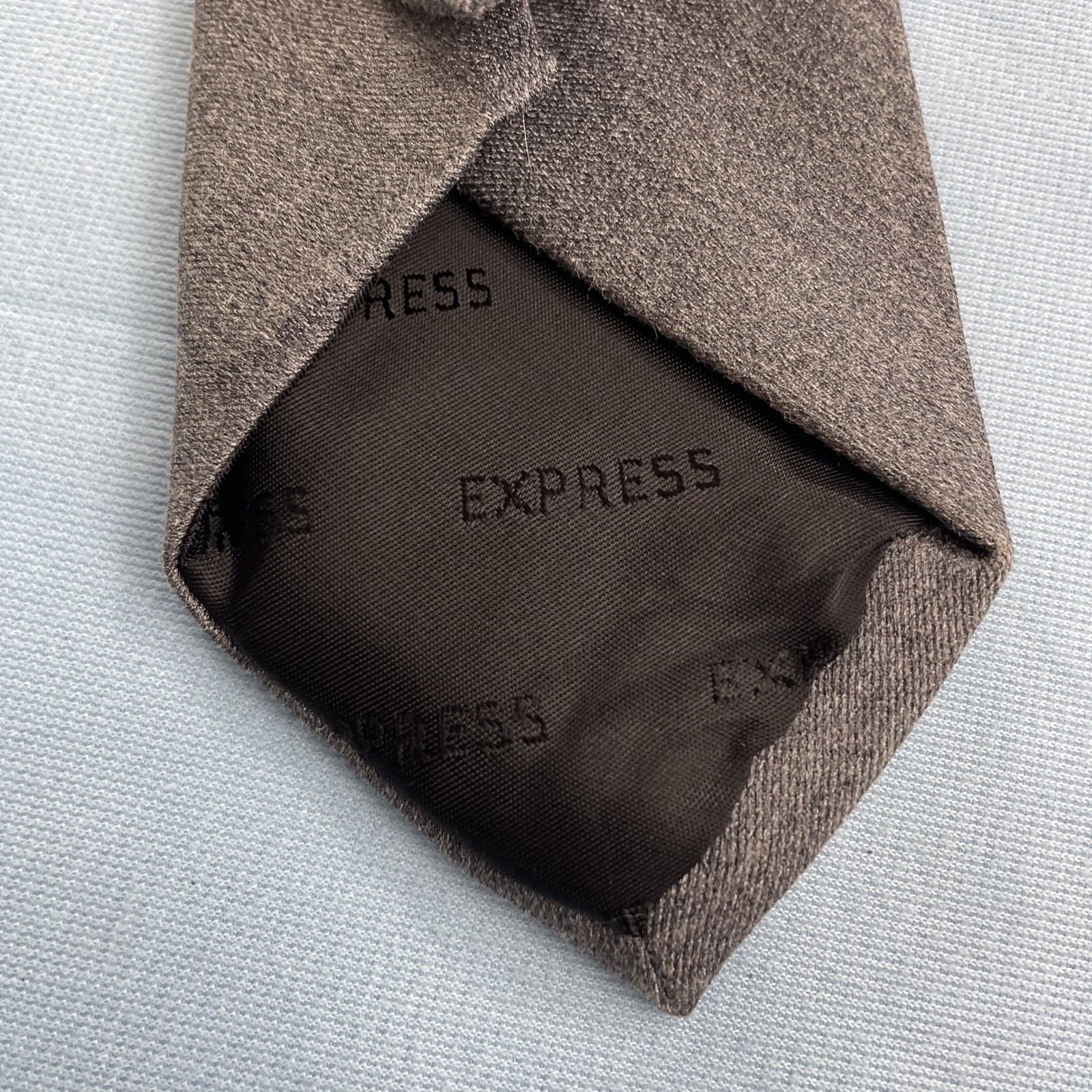 Express Solid Gray Silk Blend NeckTie Skinny Silv… - image 7