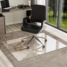 36" x 46" Tempered Glass Mat Rectangluar Chair Mat for Hard Floors Heavy-Duty Of