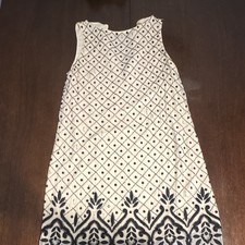 alice + olivia Ivory/Black Geometric Shift Dress Silk Satin Embroidered 8