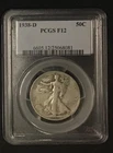 1938-D PCGS F12 WALKING LIBERTY HALF DOLLAR KEY DATE