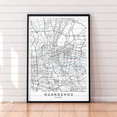 Guangzhou Karte Poster Druck Guangzhou ungerahmte Karte Poster Druck China Wand