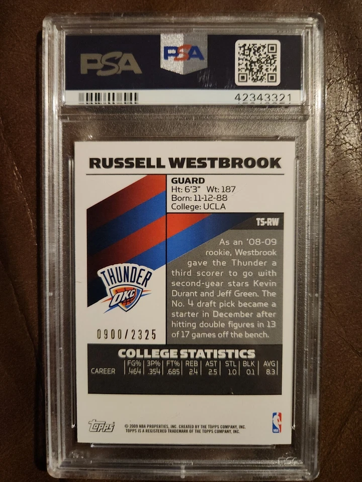2008-09 Topps Signature Russell Westbrook Rookie  #ts-rw Psa Gem Mint 10 !!! - Image 3 of 4