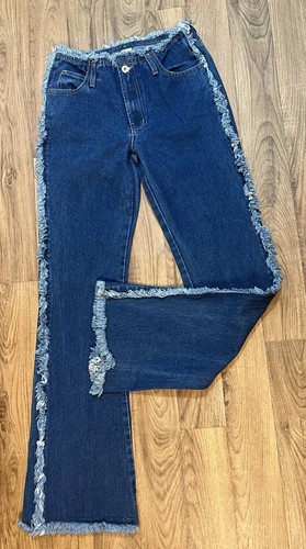 VTG USA Boom Boom Jeans Flared Fringe On The Sides & Waist Jeans Pants 5/6 NEW - Picture 6 of 11