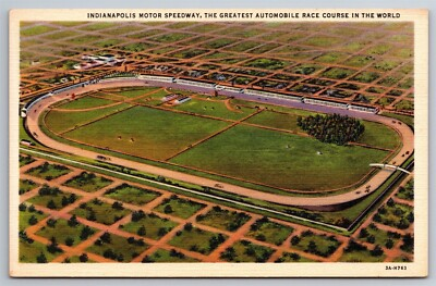 #ad Indianapolis Motor Speedway Early Days Before Stands C1930s Linen Postcard Y15 $19.50