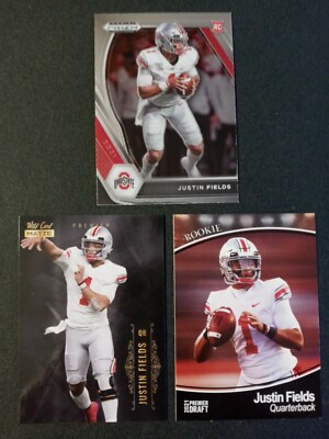 (3) 2021 Panini Prizm Justin Fields RC # 121,2,53  '' Chicago Bears ''