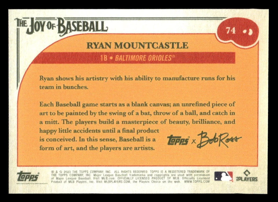 2023 Topps x Bob Ross The Joy of Baseball #74 Ryan Mountcastle - Image 2 of 2