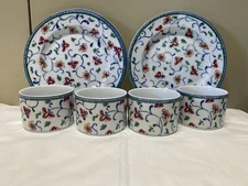 4 COVENTRY “Portuguese Tile” Dessert/Salad/Lunch Plates & 4 Tea/Coffee Cups