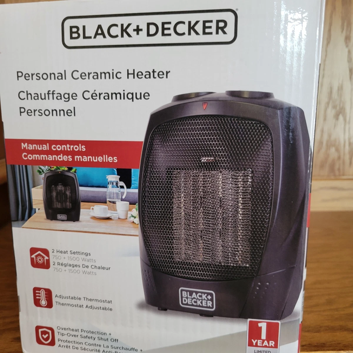 Black u0026amp; Decker Personal Ceramic Heater 1500 Watts Black BHDC201 New |  eBay