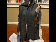 UNBRANDED BLACK WHITE SEE THROUGH FLORAL  LONG SHAWL SCARF WRAP MULI-STYLE