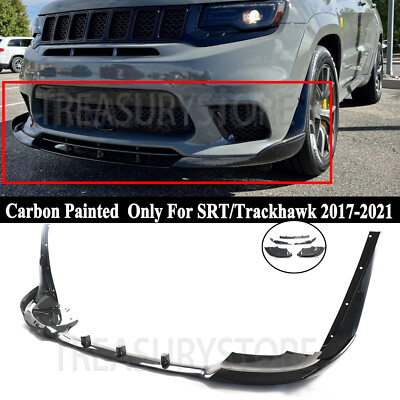 For Jeep Grand Cherokee Trackhawk/SRT 17-21 Carbon Front Bumper Lip+Side Winglet