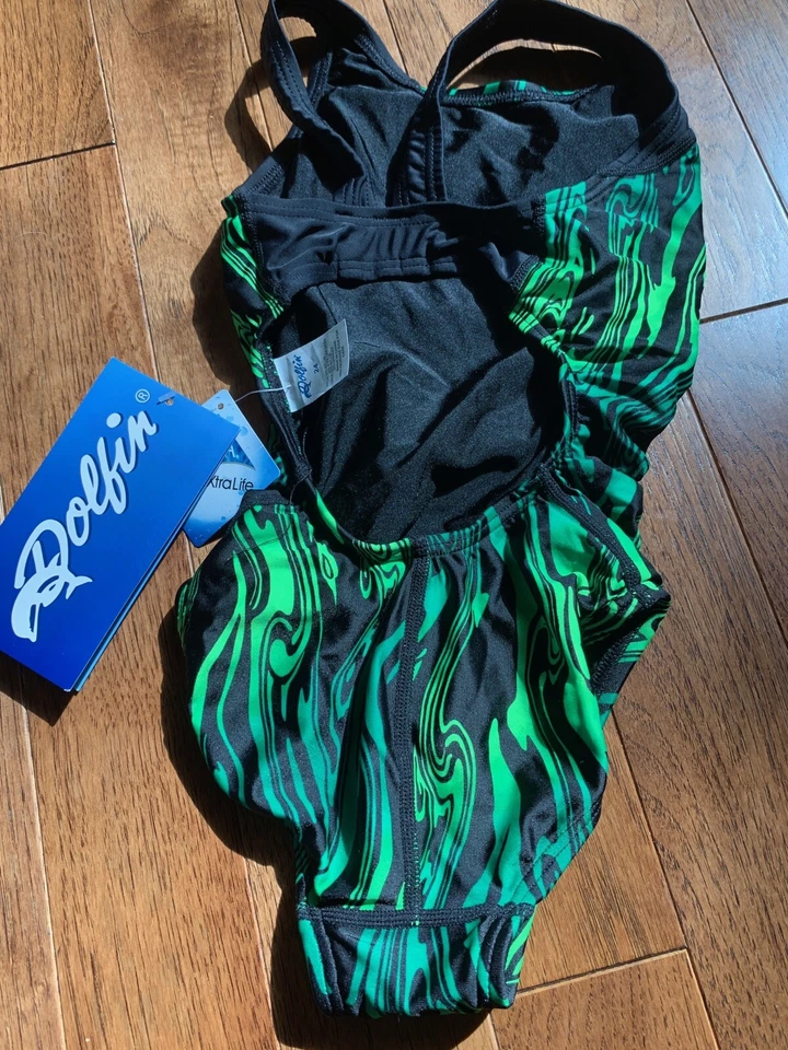 Traje de baño DOLFIN para mujer con estampado aerodinámico HP espalda de una pieza niñas 24 NUEVO con etiquetas $84 Foto 4 de 4