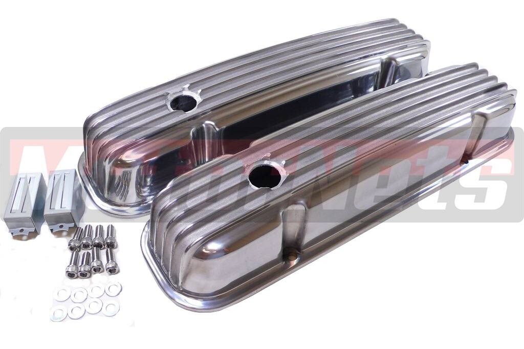 Pontiac Nostalgic Retro Finned Polish Aluminum Valve Cover 326 350 389 400 455v8 eBay