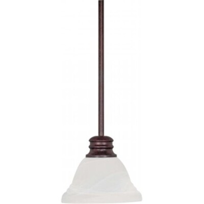 NUVO 60-366 Mini 7'' Pendant Light-Alabaster Glass-Old Bronze Finish