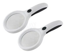 Quality Optics® Easy Grip Illuminated Hand Magnifier 4X/6X Dual function 2-pack