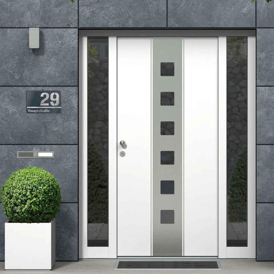 Graviers Hausnummer + Straßenname Haus Nr. Schild mit Gravur Edelstahl RAL 7016 - Image 4 of 4