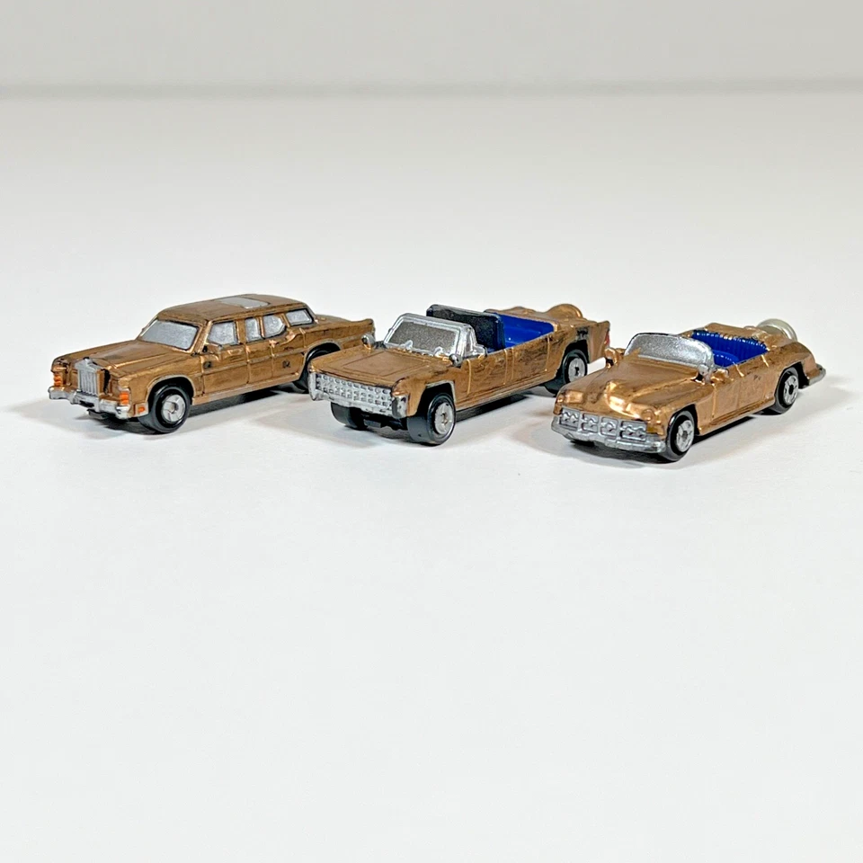 Lot of 3 Handpainted Gold Micro Machines Lincoln Limo Galoob 1989 Presidential - Image 2 of 4