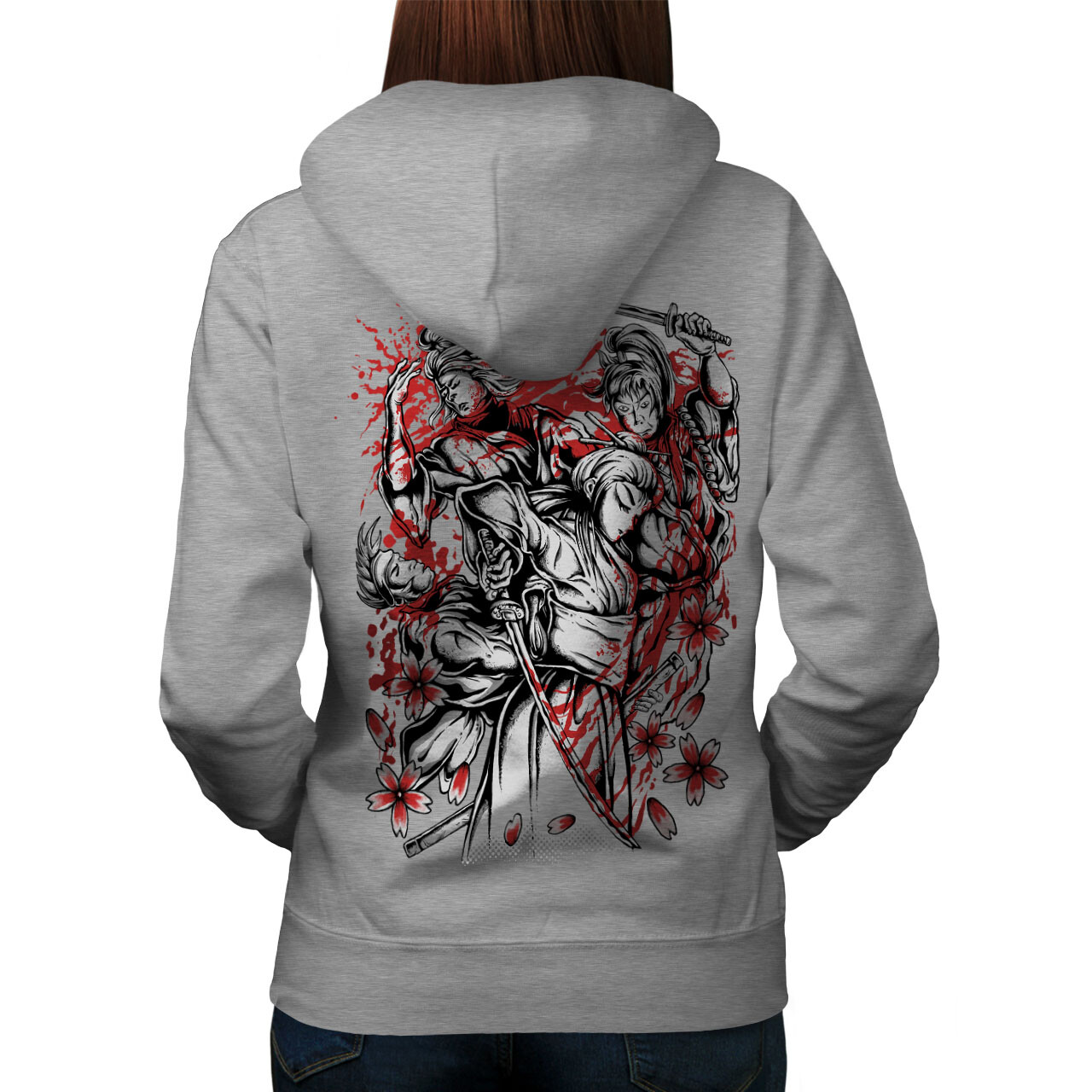 Wellcoda Hero Knight Warrior Japanese Womens Hoodie Back
