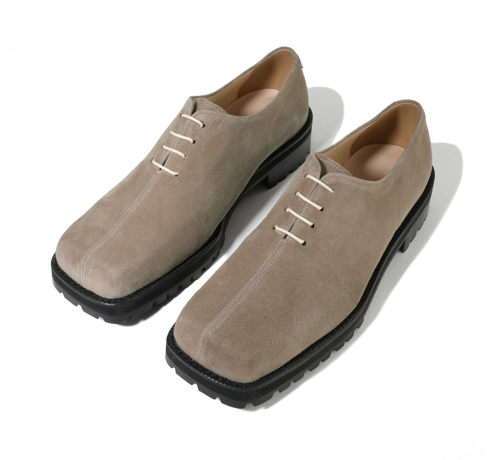 SAOLA Scarpe da derby Firenze Atelier da uomo beige camoscio punta quadrata punta quadrata fatte a mano