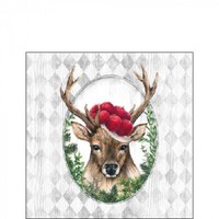 20 Papierservietten, Cocktail Deer In Frame Ambiente 25X25Cm | Hirsch
