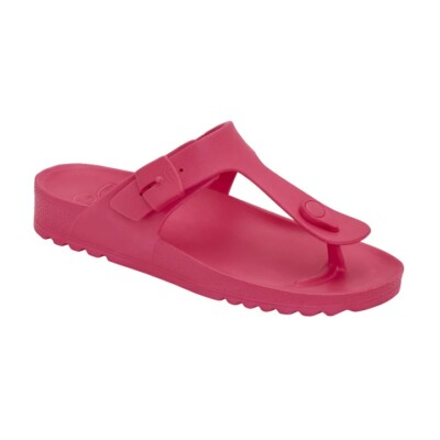 SCHOLL Hausschuhe Zehentrenner Gummi eva BAHIA FLIP-FLOP ROSA Fußbett BioPrint Meer 