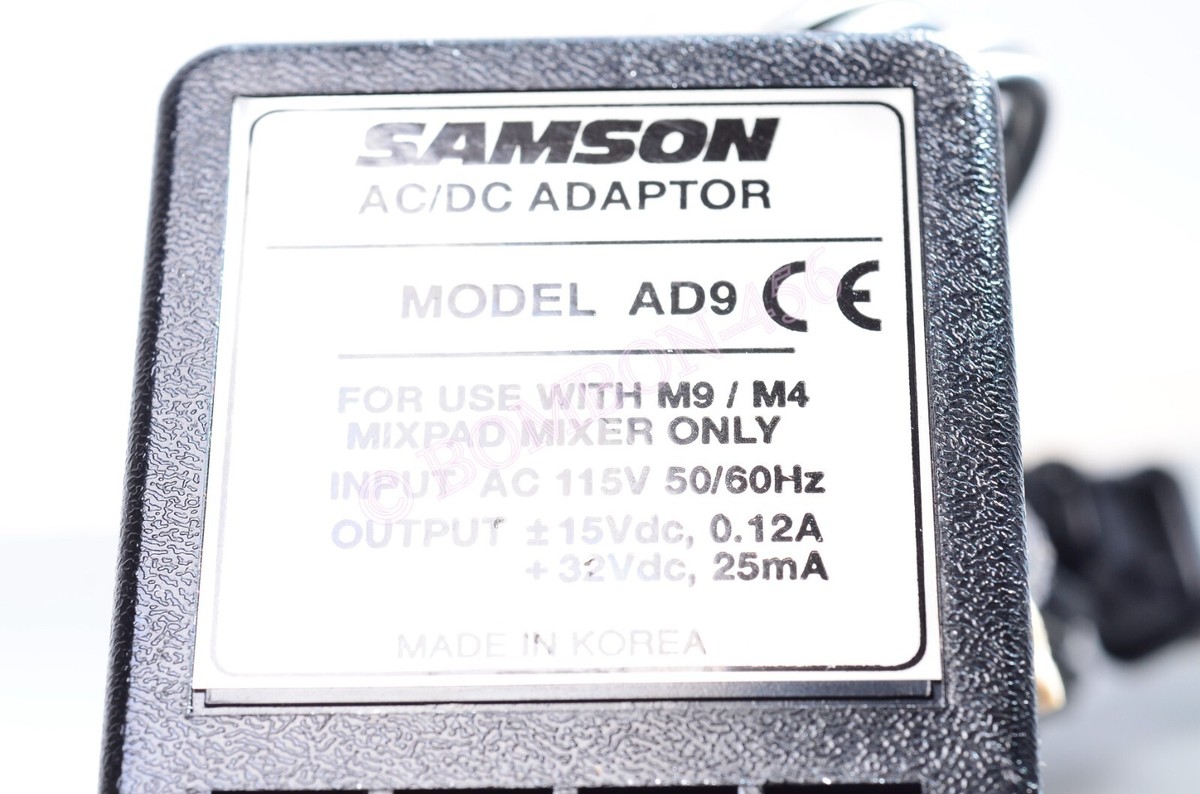 SAMSON AD-9 AC/DC ADAPTOR FOR USE WITH MIXPAD M9/M4 ONLY. UNUSED