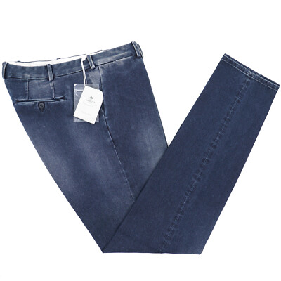 Luigi Borrelli Slim-Fit Garment-Washed Denim Cotton Pants Chinos 44 NWT