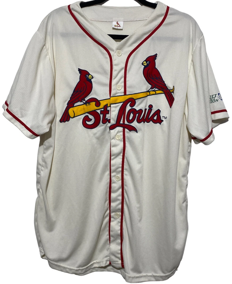 St Louis Cardinals Jersey Mens Size XL Short Sleeve Ivory Button Up Scott CU